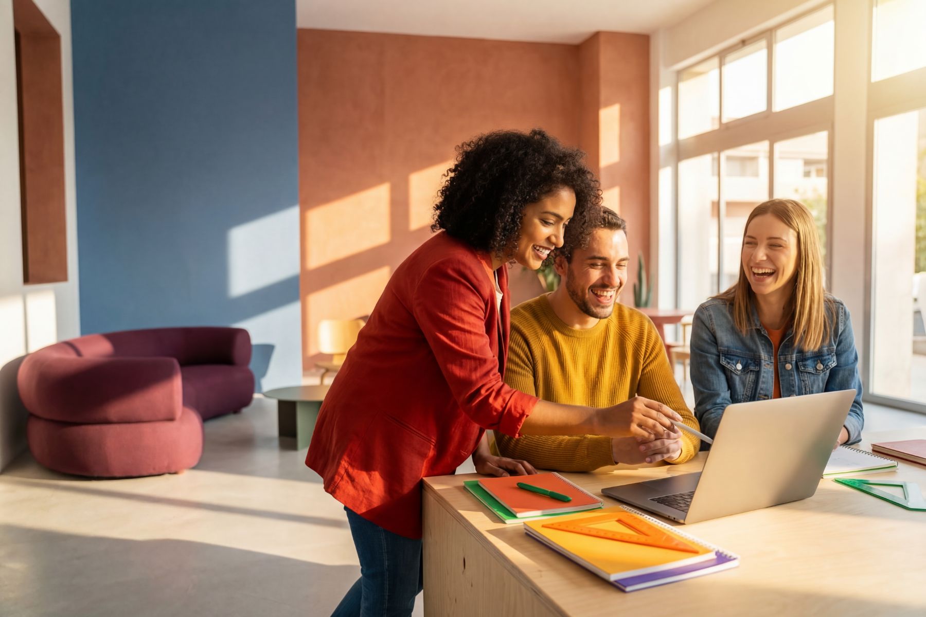 A image of three professionals sat around a computer, to indicate that generic HR marketing doesn't work